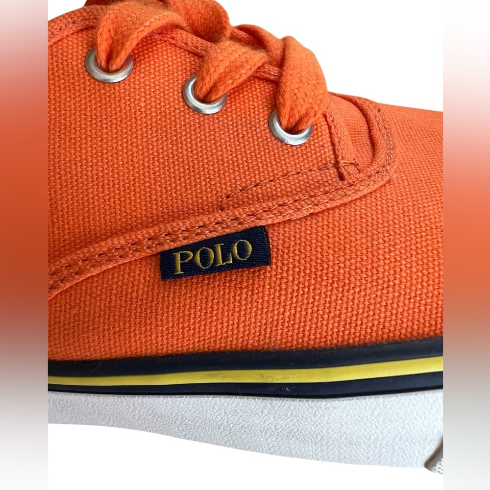 Ralph Lauren Polo Morray Bright Orange Canvas Low-Top Sneakers Size 10.5 - Picture 8 of 16
